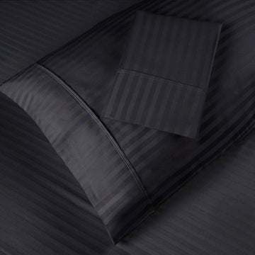 100% Egyptian Cotton 300 Thread Count Stripe Bed Pillowcase Set