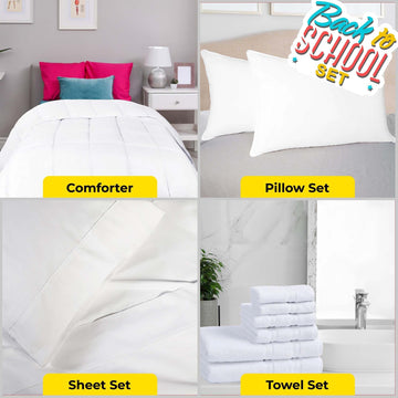 Superior Back To School Kit, Dorm Bundle, Twin/Twin XL, White