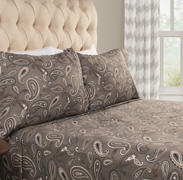100% Cotton Flannel Bed Sheet Set Floral Paisley Deep Pocket