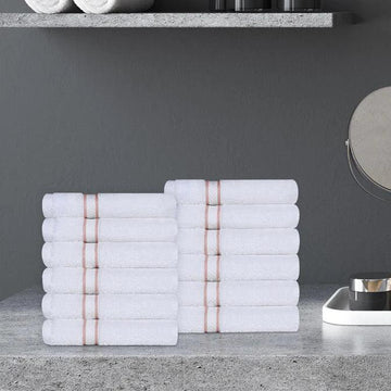 Turkish Cotton Ultra Plush Absorbent Solid 12-Piece Face Towel Set