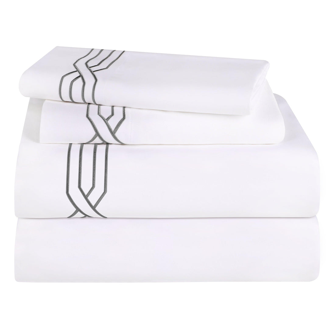 1200 Thread Count Egyptian Cotton Embroidered Geometric Bed Sheet Set