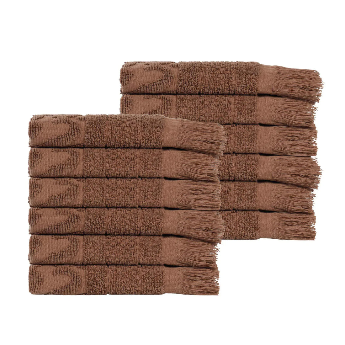 Rolla Cotton Geometric Jacquard Plush Face Towel Washcloth Set of 12