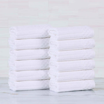 Soho Ribbed Cotton Absorbent Face Towel/Washcloth Set of 12