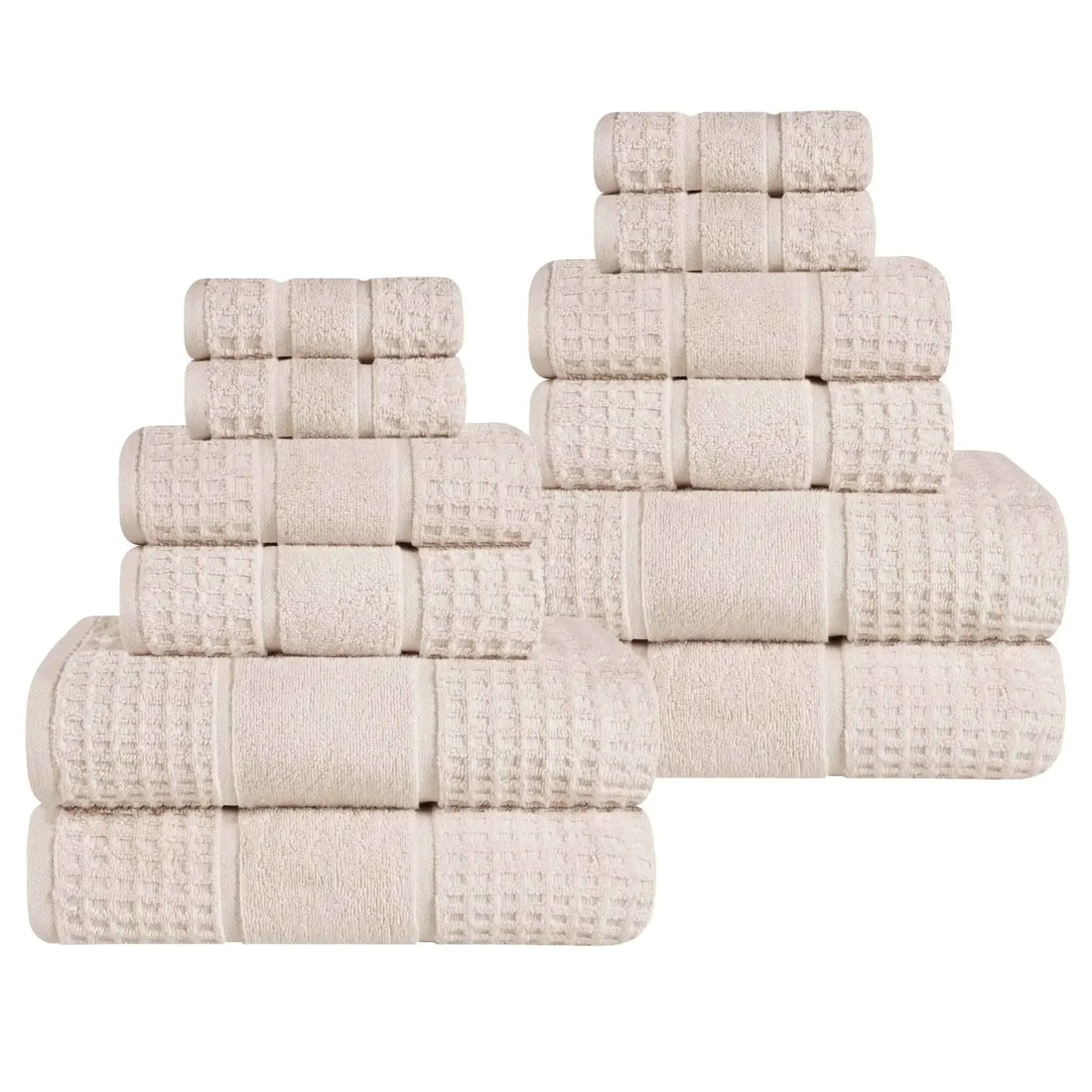 Zero Twist Cotton Waffle Towel Set 12-Piece - Napa