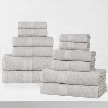 Eco-Friendly Ring-Spun Cotton 12-Piece Towel Set