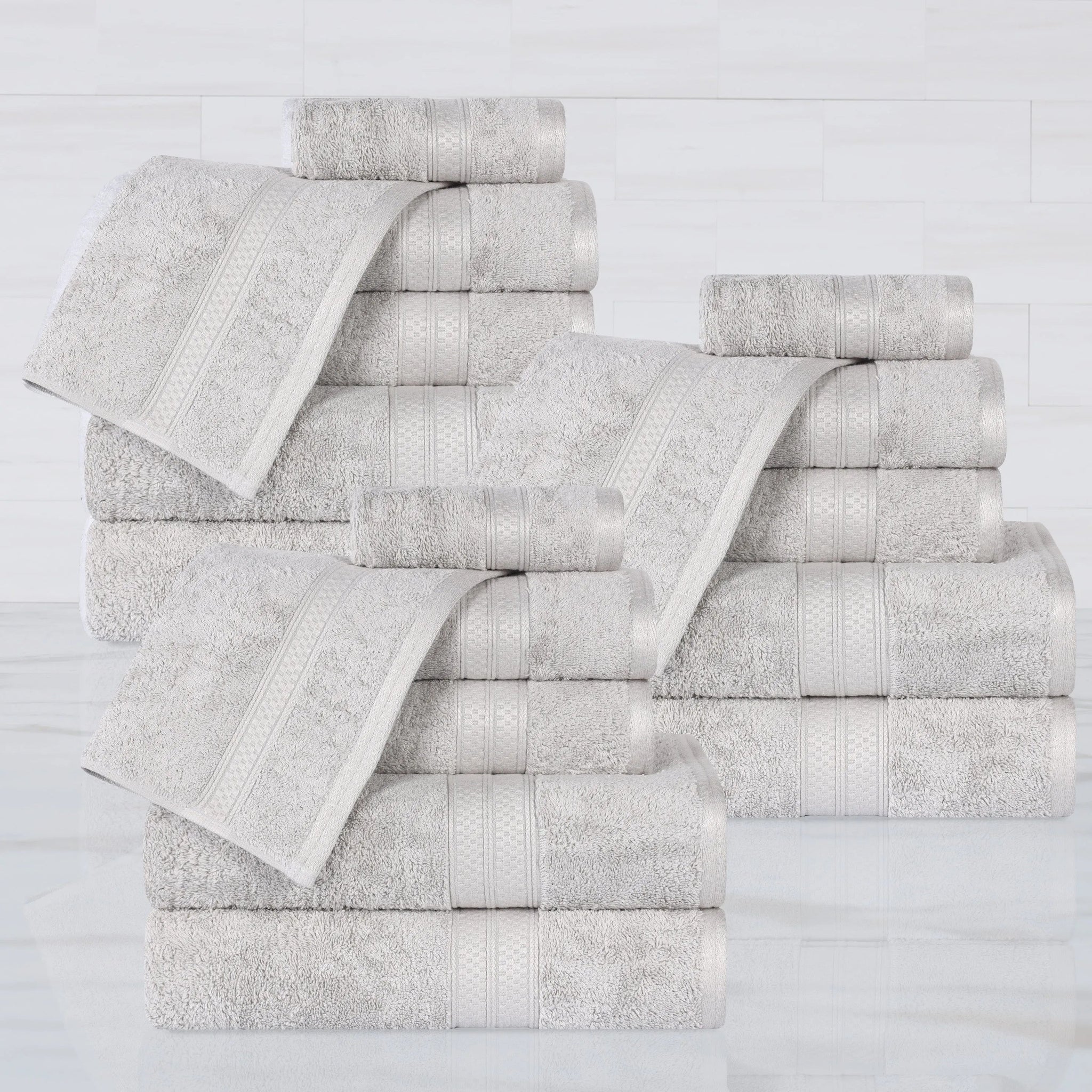 Rayon from Bamboo Cotton Blend Luxury Assorted 18 Piece Towel Set