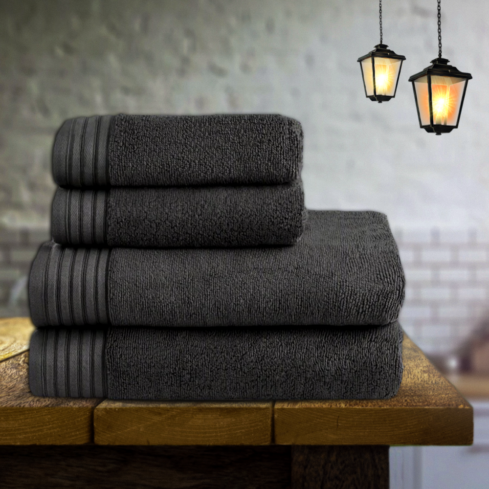 Egyptian Cotton Bath Towel Set of 6 - Dark Grey - beddingbag.com