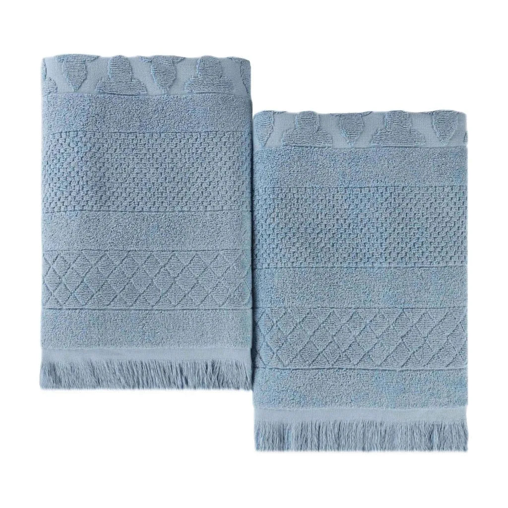 Rolla Cotton Geometric Jacquard Plush Absorbent Bath Sheet Set of 2
