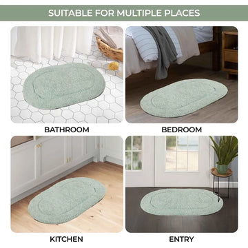 Cotton Non Slip Oval 2 Piece Bath Rug Set