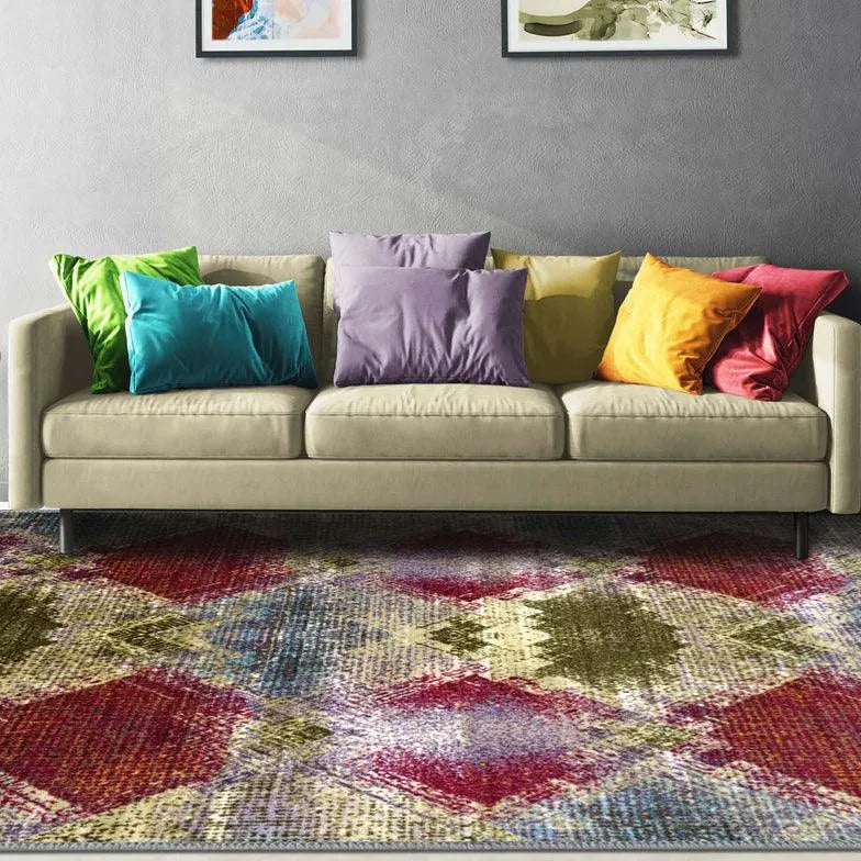 Amarsi Geometric Non-Slip Indoor Washable Area Rug