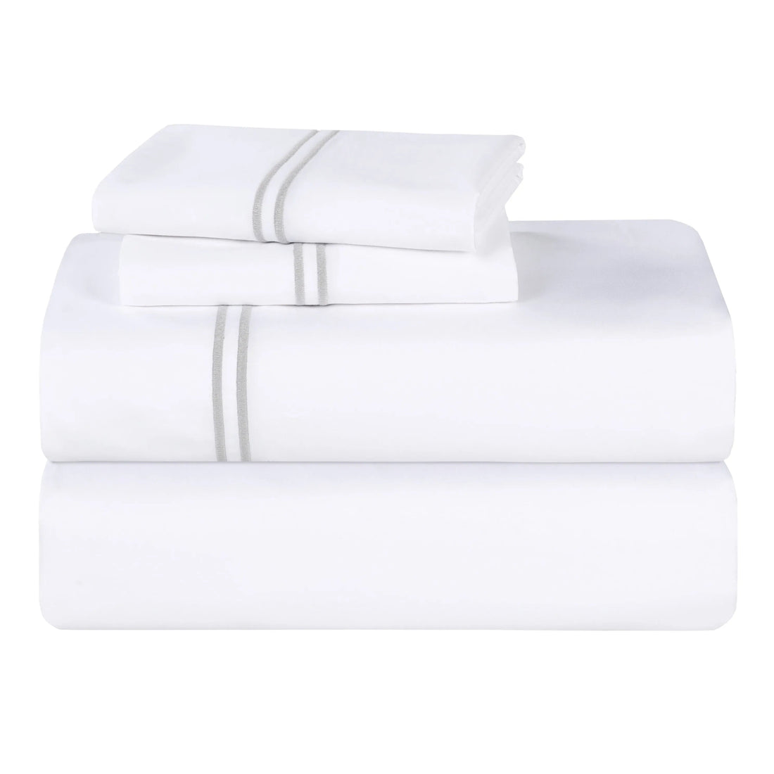 100% Cotton Bed Sheet Set Two-Line Embroidered Deep Pocket Fieldstone