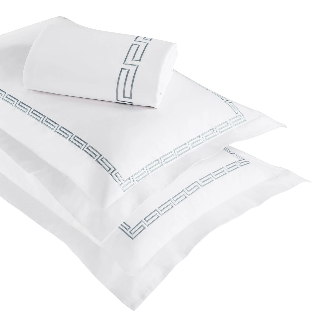 100% Cotton Greek Key Embroidered Duvet Cover Set
