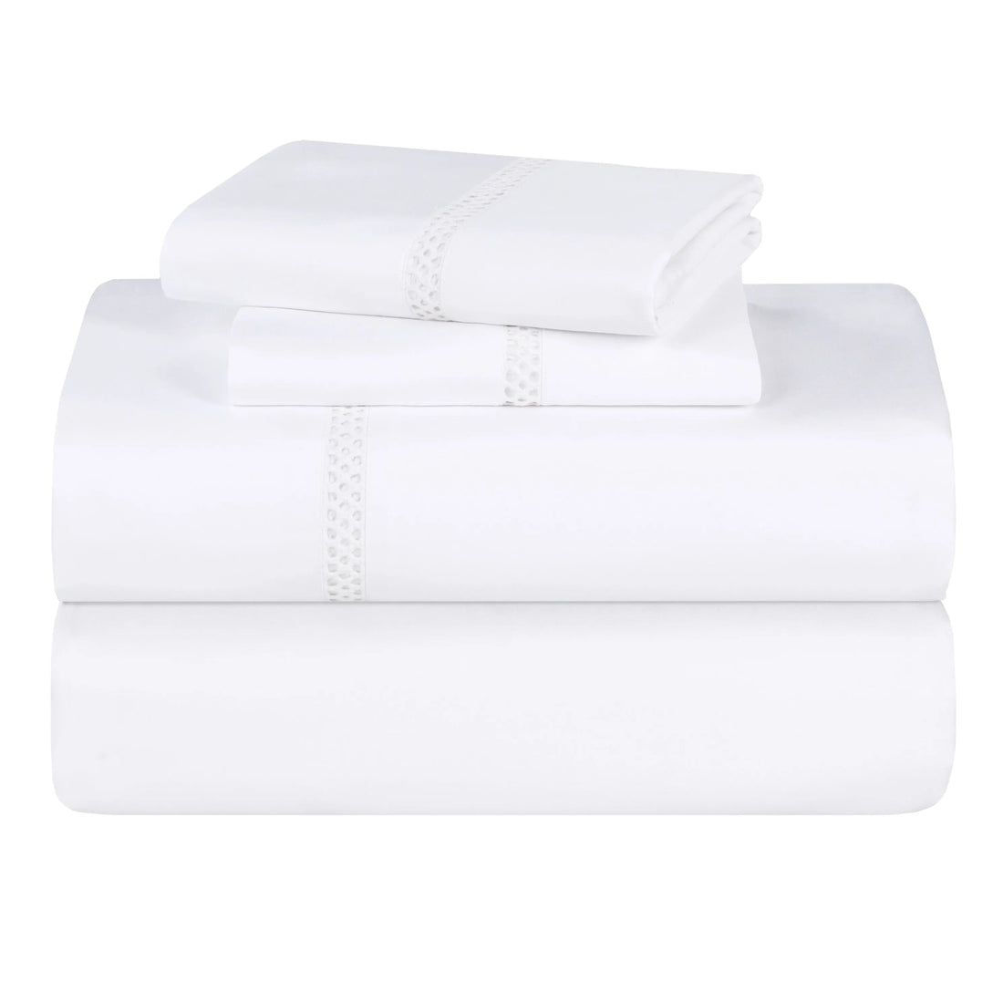100% Cotton Bed Sheet Set Cross-Stitch Embroidered Deep Pocket Riverton