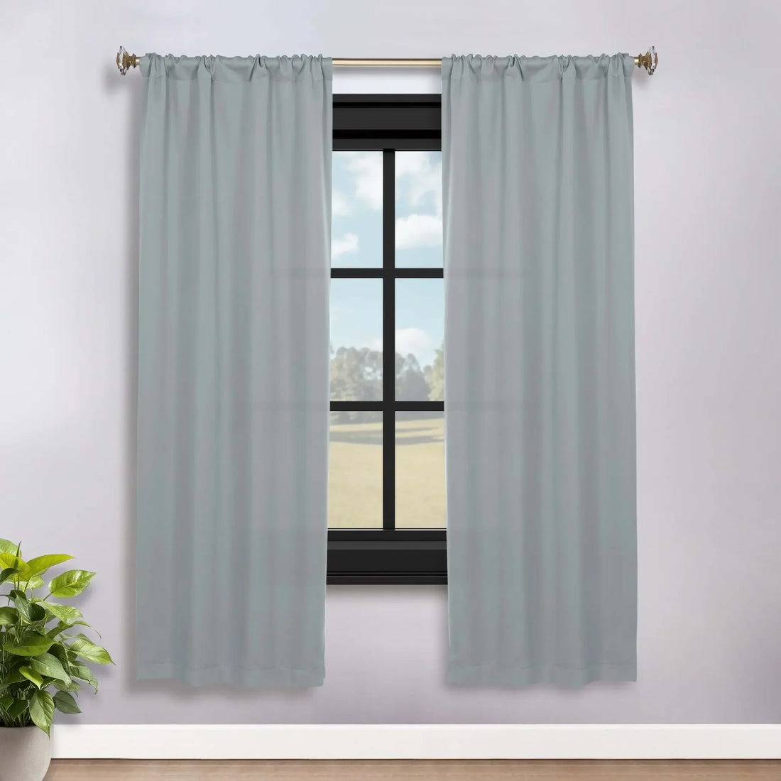 Solid Room Darkening Rod Pocket Blackout Curtain Panels, Set of 2
