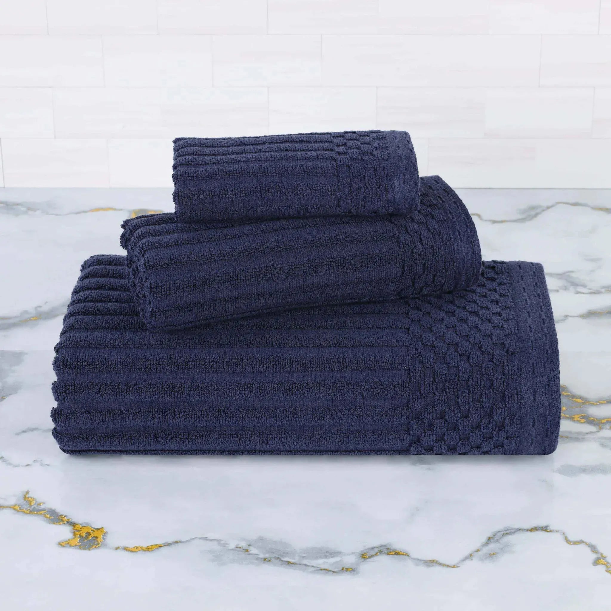 Soho Ribbed Cotton Absorbent 3 Piece Assorted Towel Set