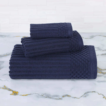 Soho Ribbed Cotton Absorbent 3 Piece Assorted Towel Set