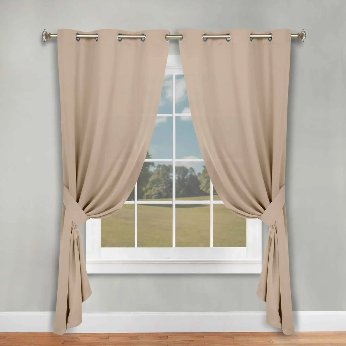 Classic Modern Solid Room Darkening Blackout Curtain Panels, Set of 2