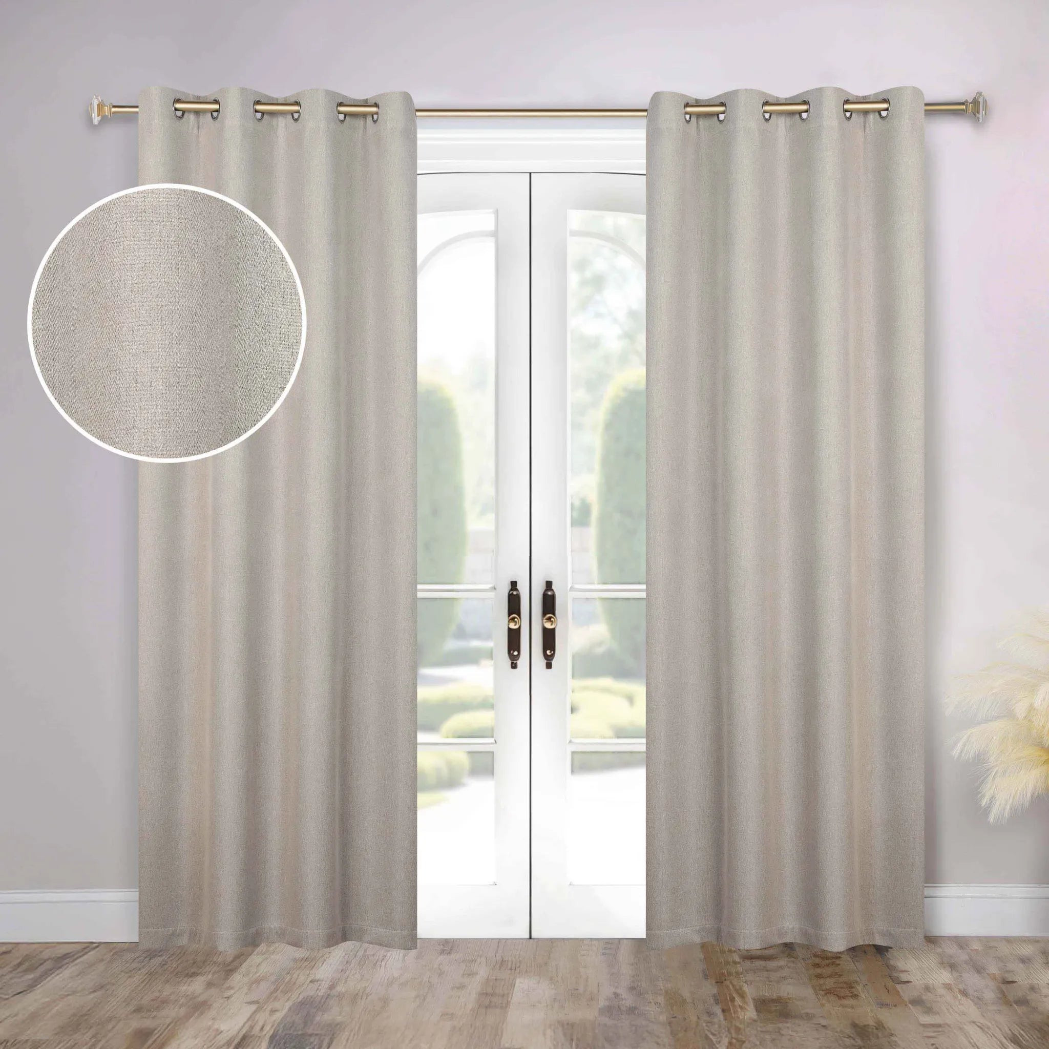 Nyan 100% Blackout Machine Washable Grommet Curtains, Set of 2 Panels