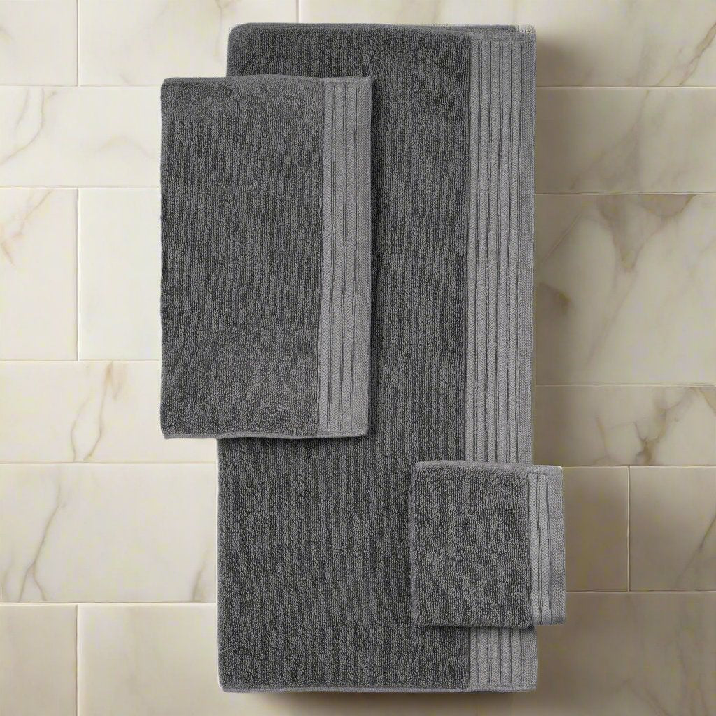 Egyptian Cotton Bath Towel Set of 6 - Dark Grey - beddingbag.com