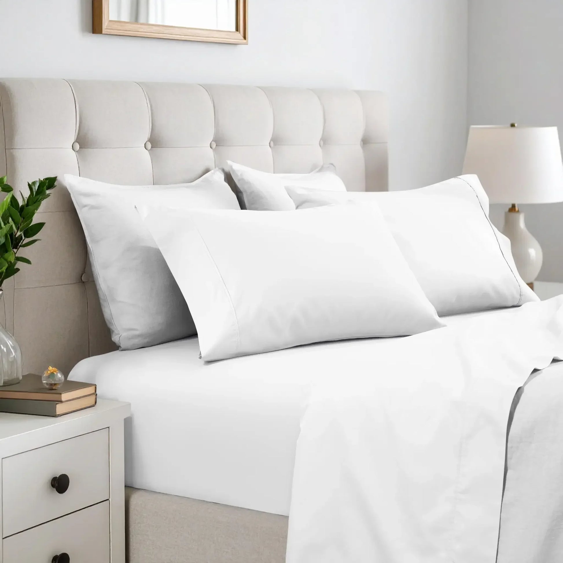 600 Thread Count Cotton Blend Bed Sheet Set Solid Deep Pocket for USA homes