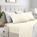 600 Thread Count Cotton Blend Bed Sheet Set Solid Deep Pocket for USA homes in Ivory color