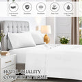 600 Thread Count Cotton Blend Bed Sheet Set Solid Deep Pocket in white color