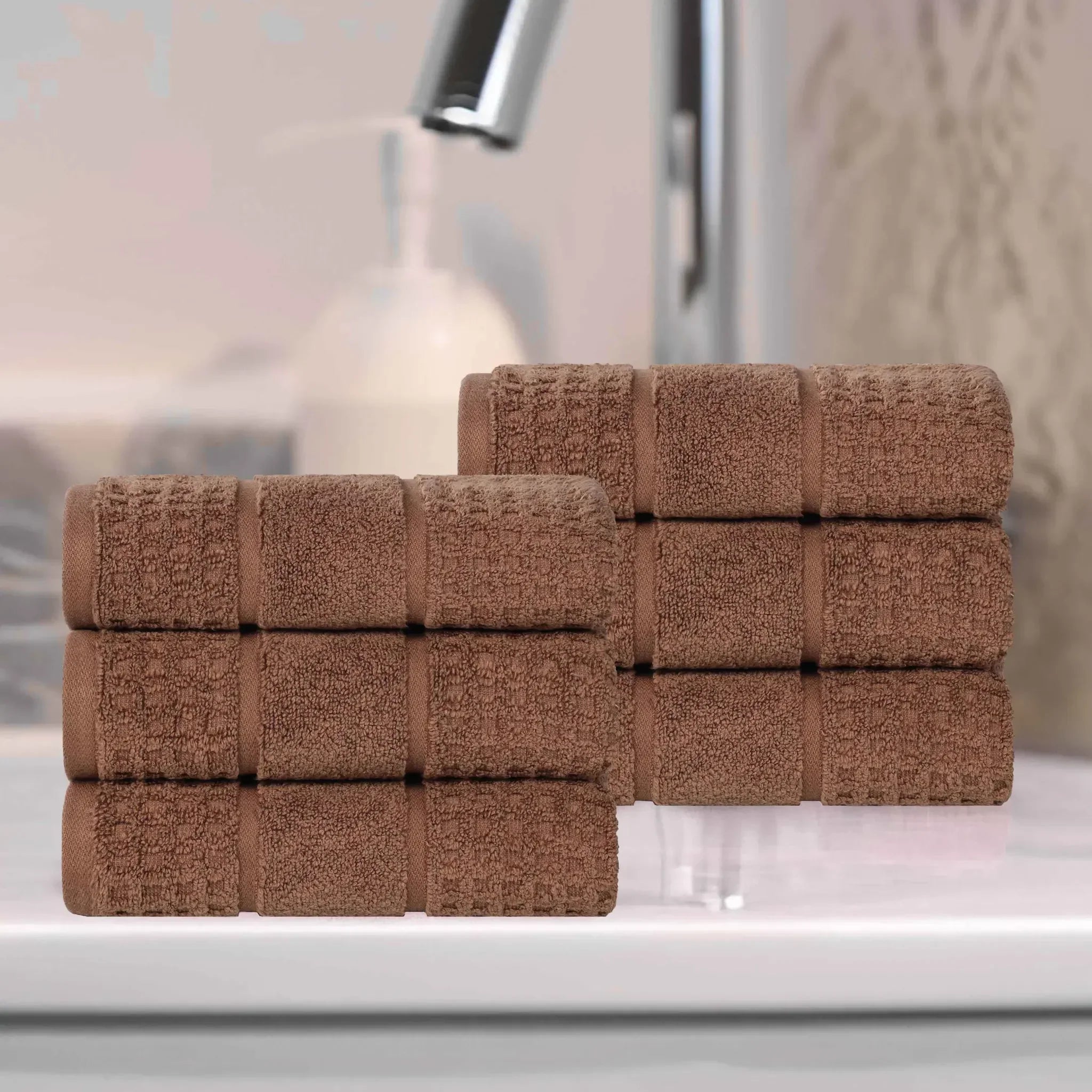 Napa Zero Twist Cotton Solid Waffle Honeycomb Hand Towel Set of 6