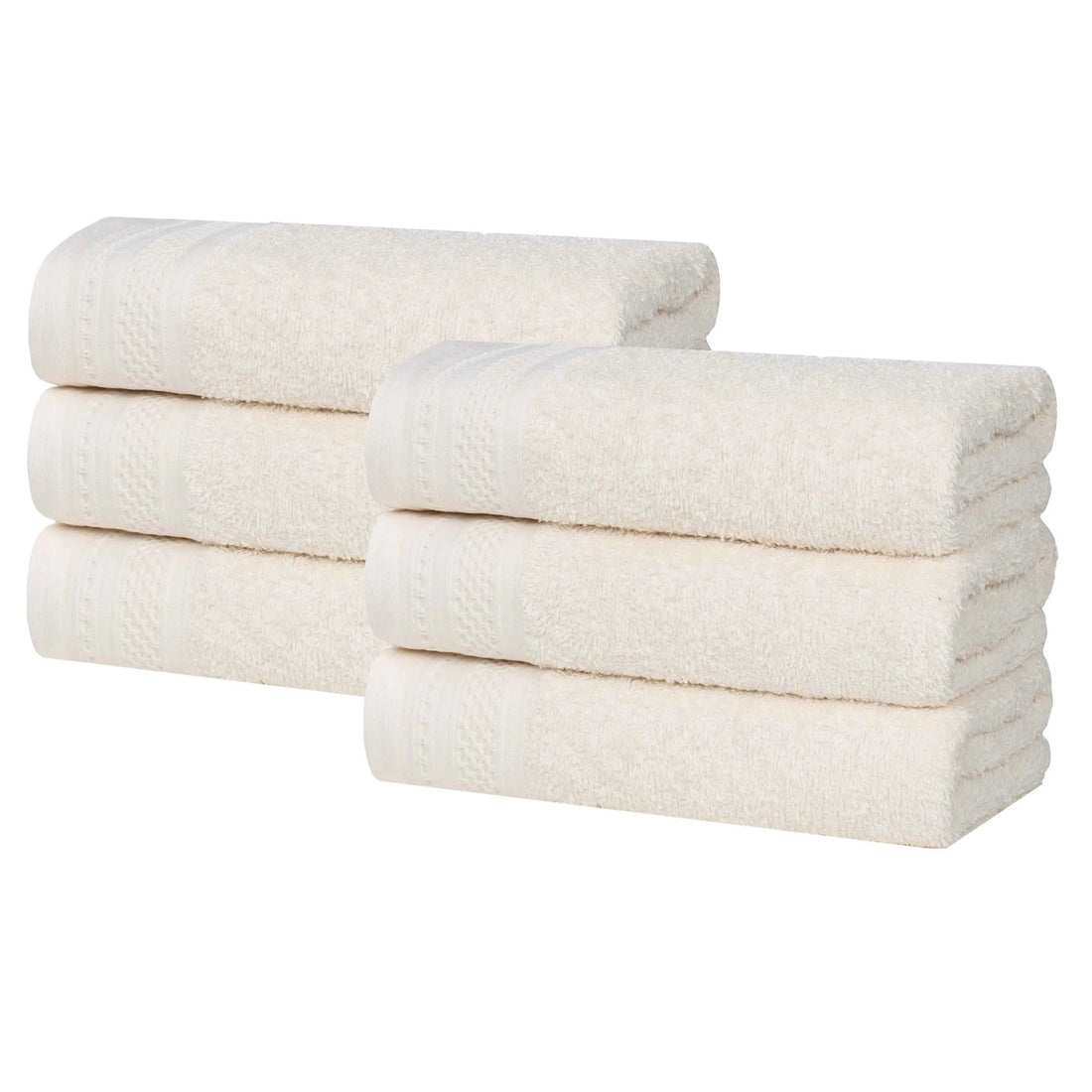 Cotton Waffle Border Hand Towel Set 6-Piece - Honeycomb
