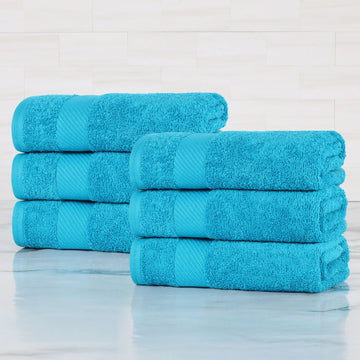 Egyptian Cotton Dobby Border Medium Weight 6 Piece Hand Towel Set