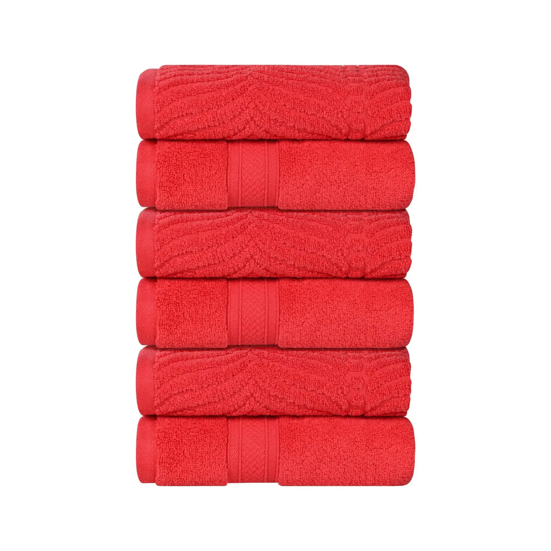 Chevron Zero Twist Solid and Jacquard Soft Cotton Hand Towel Set of 6