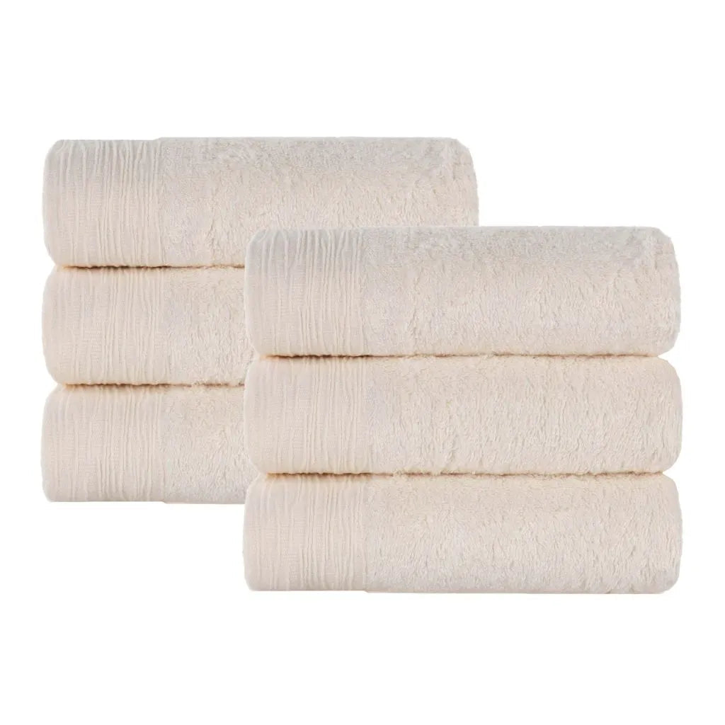 Rayon from Bamboo Eco-Friendly Fluffy Solid Hand Towel Set of 6