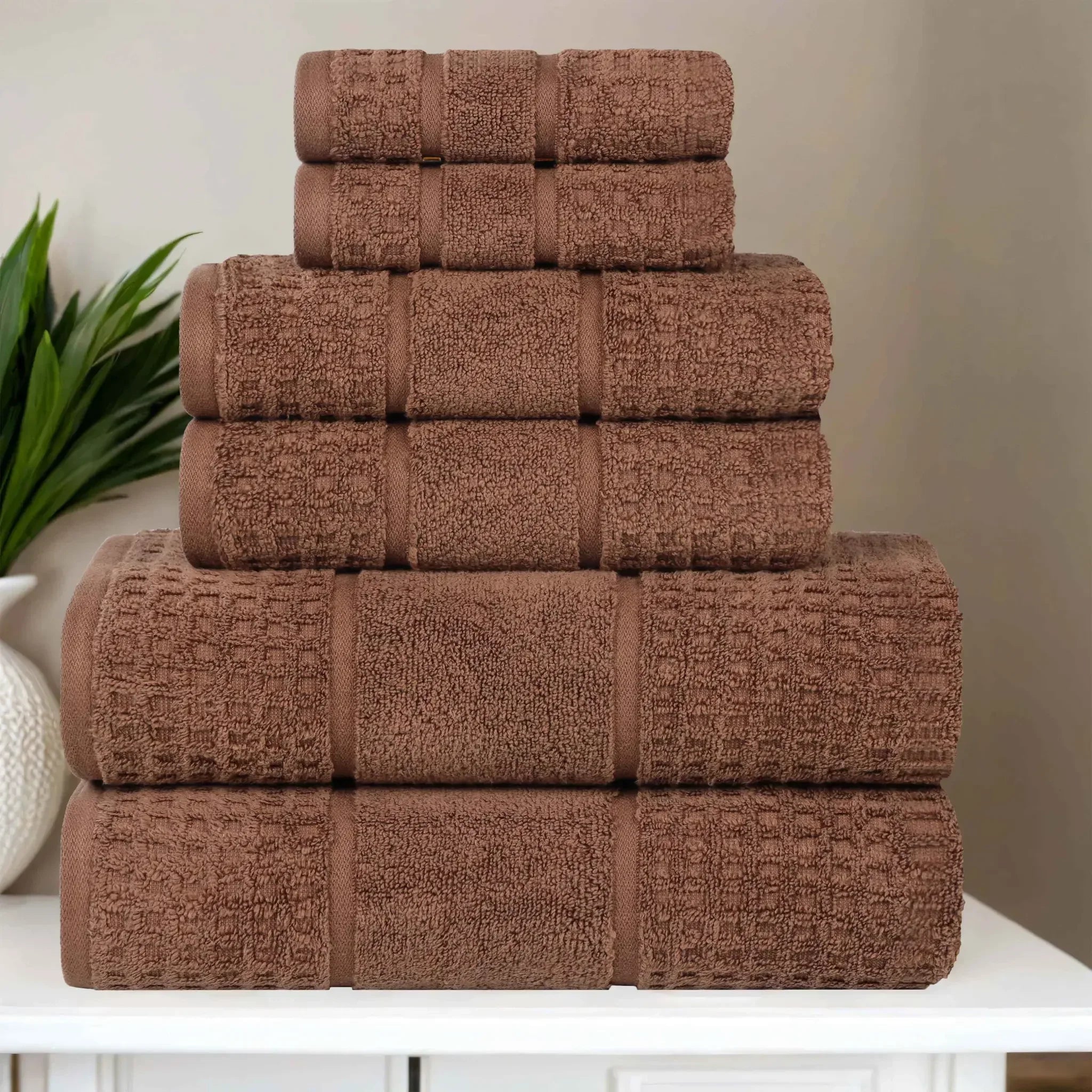 Zero Twist Cotton Waffle Towel Set 6-Piece - Napa