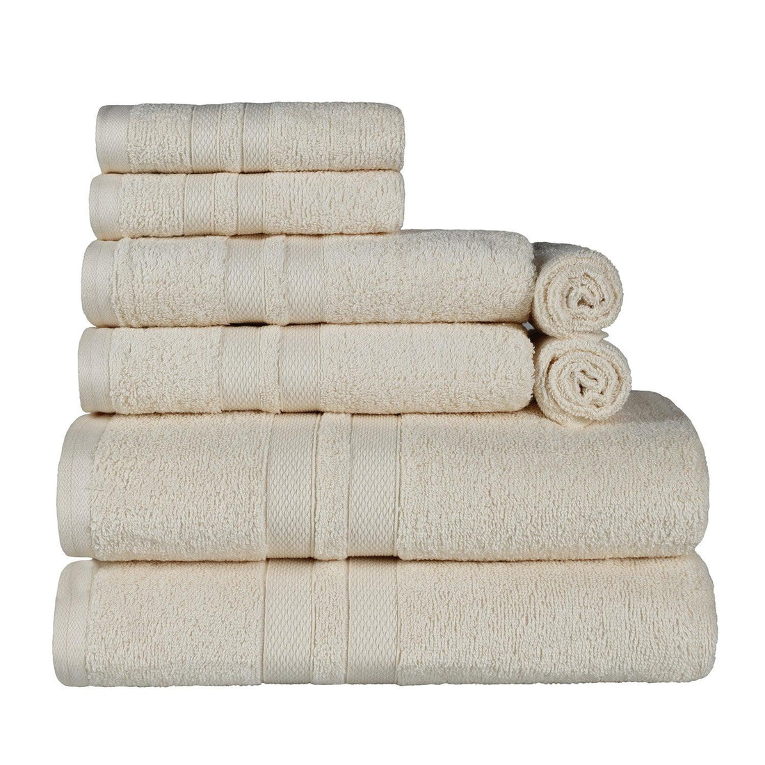 Ultra-Soft Cotton Absorbent Quick-Drying Solid 8 Piece Towel Set