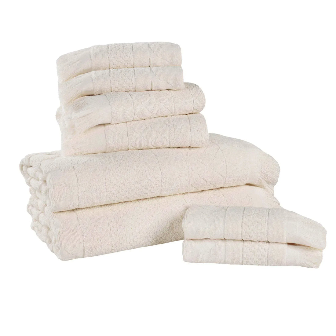 Rolla Cotton Geometric Jacquard Plush Soft Absorbent 8 Piece Towel Set