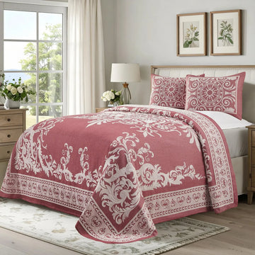 Lightweight Cotton Blend Oversized King Bedspread Sets Adalie Medallion Jacquard