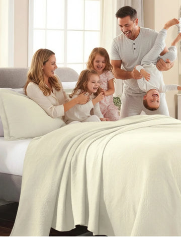 Lightweight Cotton Bedspread Sets 3-Piece Fleur De Lis Jacquard Matelassé