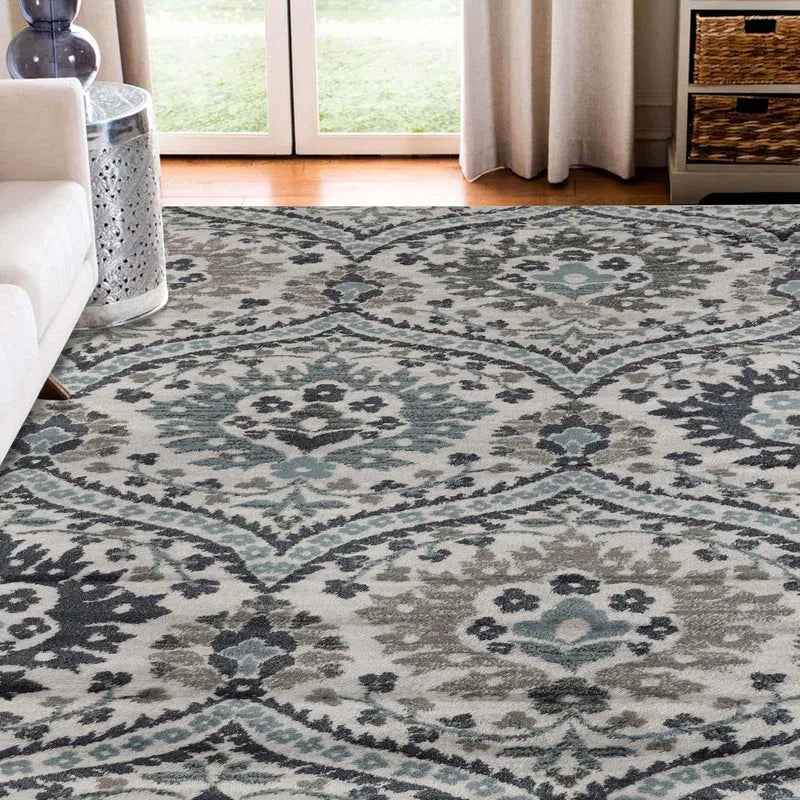 Augusta Vintage Floral Damask Indoor Area Rug or Runner