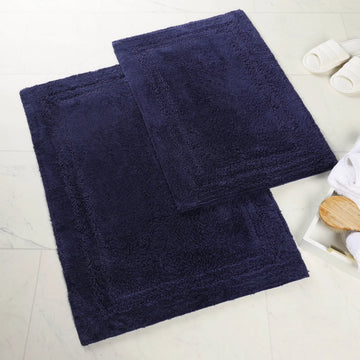 Cotton Solid Non-Skid Washable 2 Piece Bathroom Rug Set