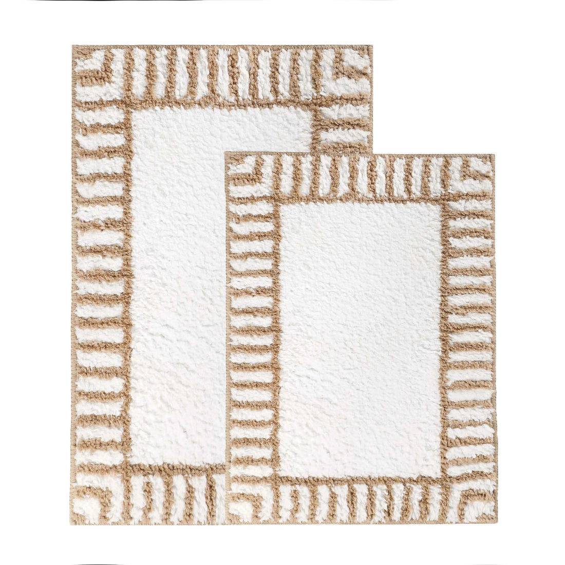 Inaya Modern Striped Tufted Shag Machine Washable Bath Rugs, Set of 2