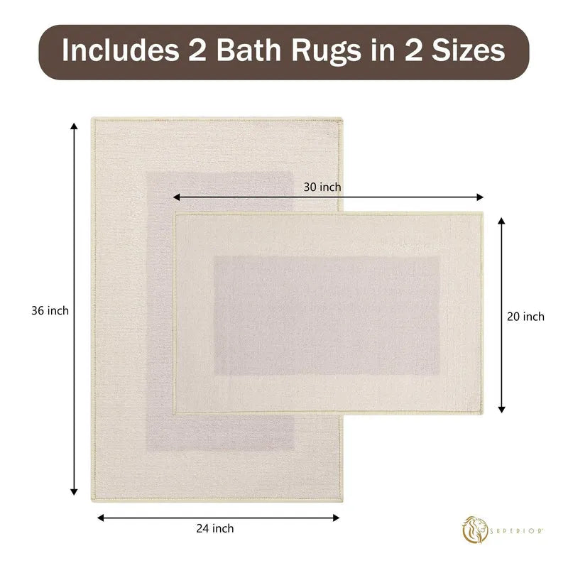 Troy Solid Non-Slip Machine Washable Bath Rug Set