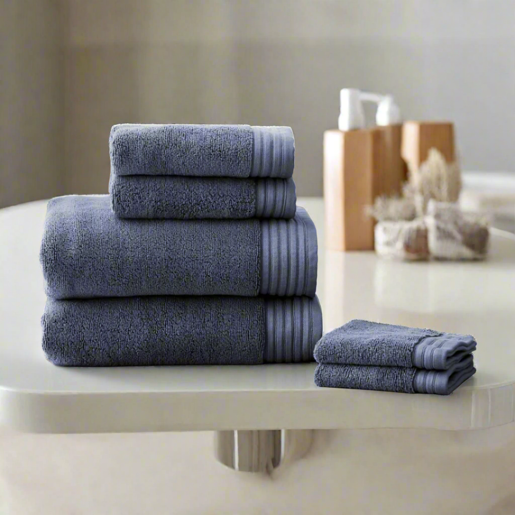 Egyptian Cotton Bath Towel Set of 6 - Blue Horizon - beddingbag.com