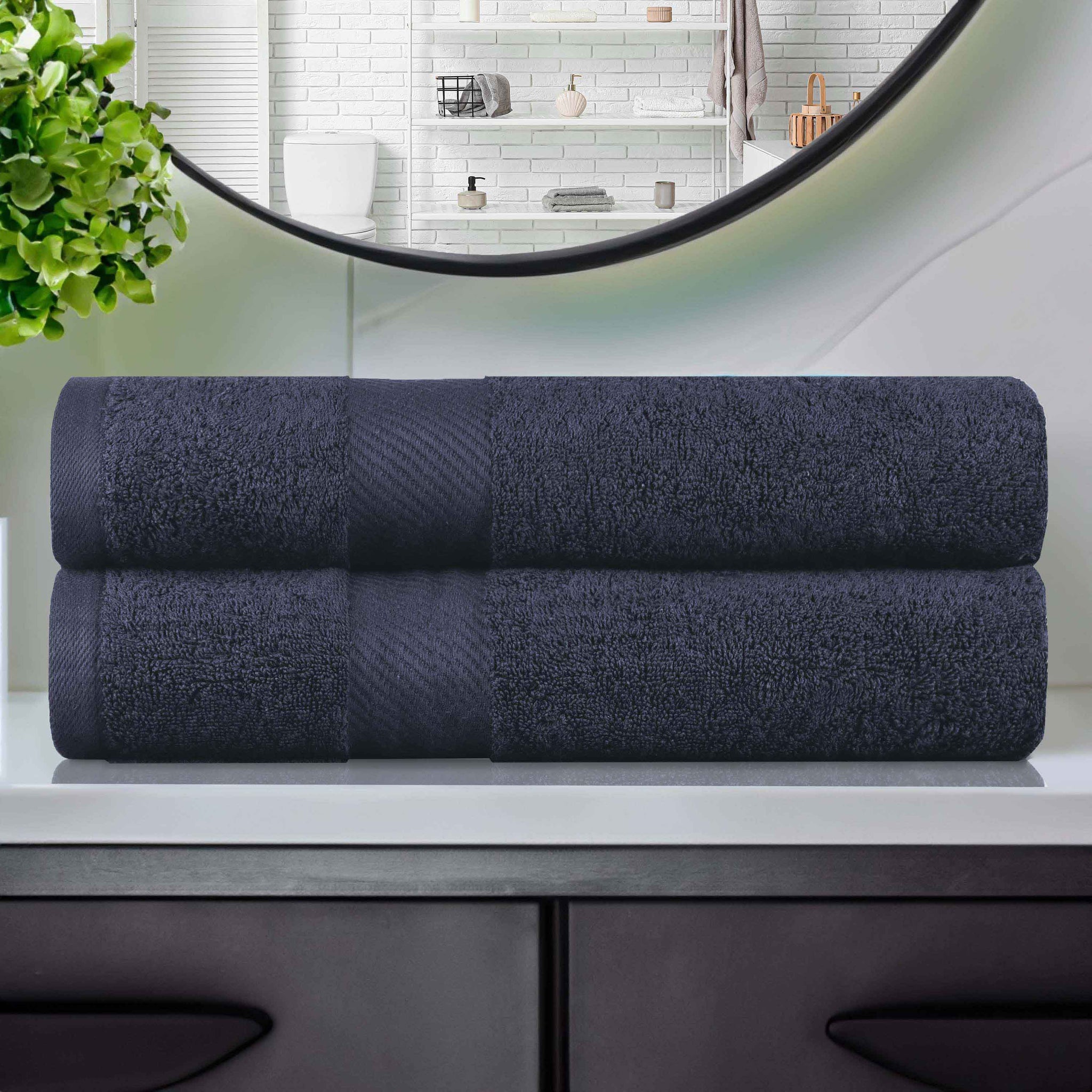 Kendell Egyptian Cotton Medium Weight Plush Bath Towel Set of 2