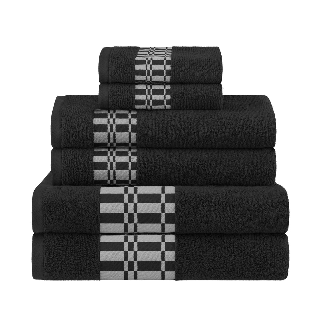 Larissa Cotton Geometric Border 6 Piece Assorted Towel Set