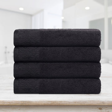 Cotton Floral Jacquard Border Bath Towel Set of 4 - Wisteria