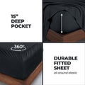Black 300 Thread Count Modal Sheets Set made from beechwood deep pocket and 360-degree elastic fitted sheet feature detail