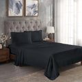 Black 300 Thread Count Modal Sheets Set made from beechwood displayed on a modern staged bed