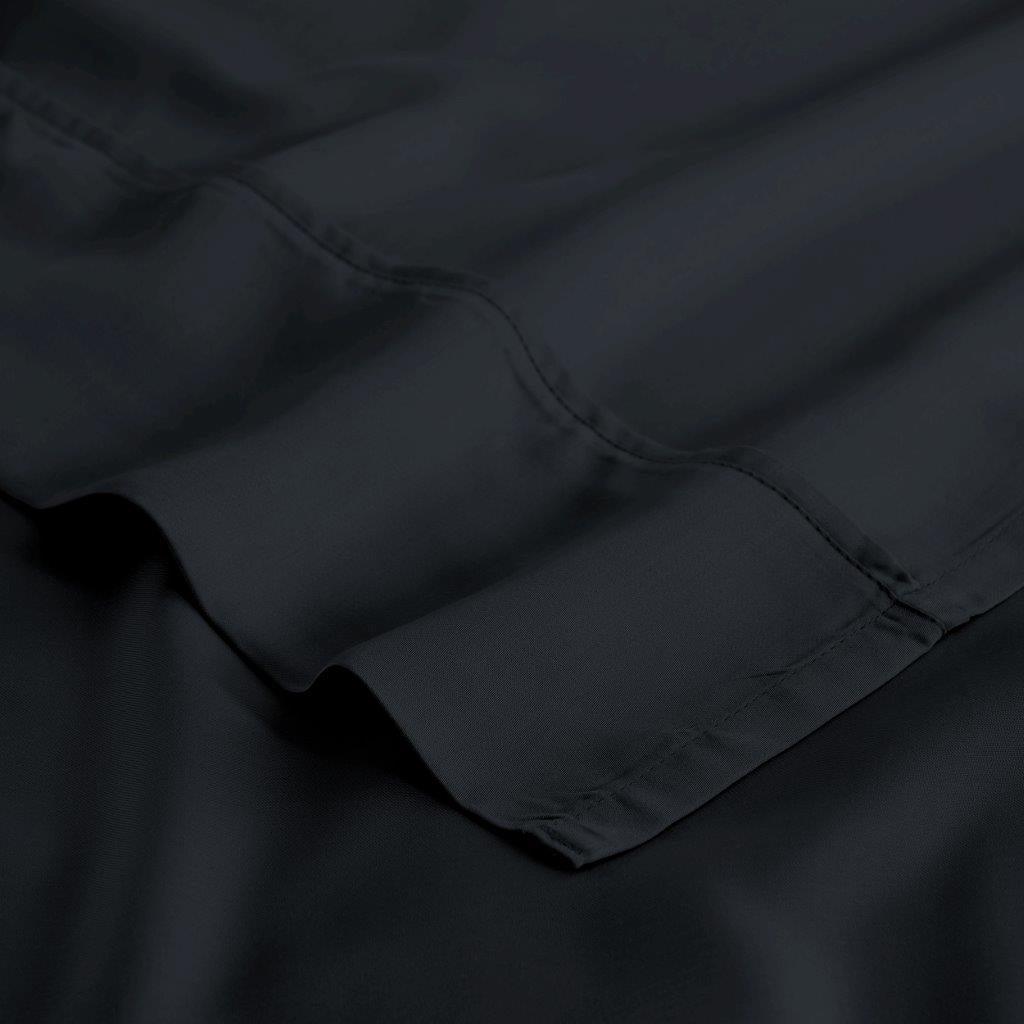 Black 300 Thread Count Modal Sheets Set made from beechwood hem and stitching detail close-up view