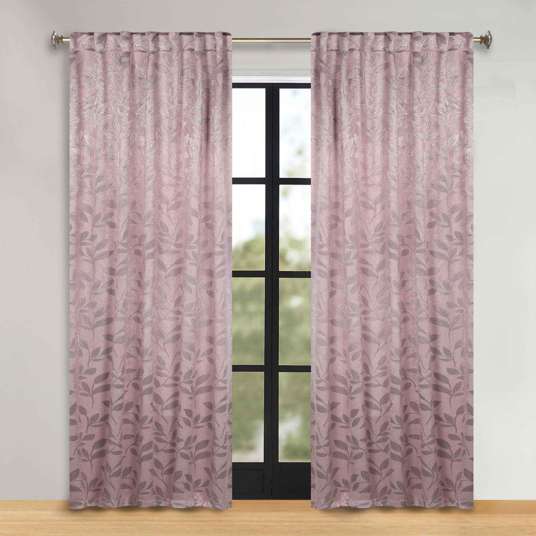 Leaves Room Darkening Back Tabs Blackout Curtain Panels, Set of 2