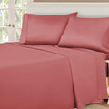 Blush Pink 530 Thread Count Egyptian Cotton Sateen Bed Sheet Set displayed on a modern bed
