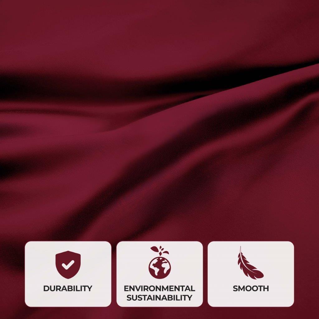 Burgundy 300 Thread Count Modal Sheets Set made from beechwood fabric texture and quality feature graphic